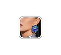 STONEFANS Clip On Earrings for Women Large Sparkly Rhinestone Clip On Earrings Non Pierced Statement Earrings for Prom Wedding Party Bridal Prom Pageant Jewelry Gift, L, Crystal, Rhinestone