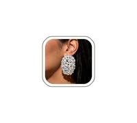 STONEFANS Clip On Earrings for Women Large Sparkly Rhinestone Clip On Earrings Non Pierced Statement Earrings for Prom Wedding Party Bridal Prom Pageant Jewelry Gift Clear Crystal
