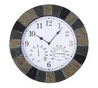 Stonegate Wall Clock & Thermometer 14 Slate Effect Outside-In By Smart Garden