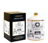 Stoneglow Candles Keepsake Ceramic Fireside Embers Leather, Tobacco & Cognac -Scented Candle in a Ceramic Lidded Tumbler