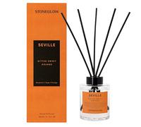 Stoneglow Explorer Collection Seville Bitter Sweet Orange Scented Reed Diffuser 150ml with Bergamot & Sage, Premium Air Freshener, Lasts 12 Weeks, Refillable & Reusable, 10 Rattan Reed Diffuser Sticks