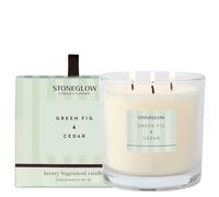Stoneglow Modern Classics Collection - Green Fig & Cedar 3 Wick Scented Candle 760 Grams (Green)