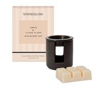 Stoneglow Modern Classics Collection - Orris & Ylang Ylang - Ceramic Black Wax Melter & Soy Wax Melt Bar Discovery Set