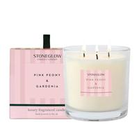 Stoneglow Modern Classics Collection - Pink Peony & Gardenia 3 Wick Scented Candle 760 Grams (Pink)