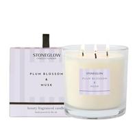 Stoneglow Modern Classics Collection - Plum Blossom & Musk 3 Wick Scented Candle 760 Grams (Lilac)