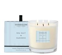 Stoneglow Modern Classics Collection - Sea Salt & Oakmoss 3 Wick Scented Candle 760 Grams (Blue)