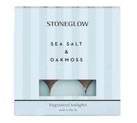 Stoneglow Modern Classics Collection - Sea Salt & Oakmoss - Scented Tealight Candles (37 x 22mm) 180g Blue x 9