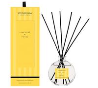 Stoneglow Modern Classics Lime Zest & Tonka Scented Reed Diffuser 120ml with Spice & Woody Notes, 12 Rattan Reed Diffuser Sticks, Lasts 10 Weeks, Refillable Home Fragrance
