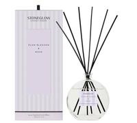 Stoneglow Modern Classics Plum Blossom & Musk Scented Reed Diffuser 460ml with Pear, Melon & Freesia, 12 Rattan Reed Diffuser Sticks, Lasts 32 Weeks, Refillable Home Fragrance