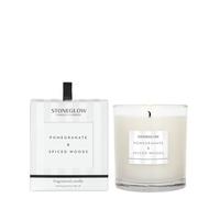 Stoneglow Modern Classics Pomegranate & Spiced Woods Scented Candle Boxed Tumbler 200g - Pink Pepper, Thyme, Frankincense, Patchouli & Raspberry Notes, 40 Hrs Burn Time, 1 Wick, Long Lasting Fragrance
