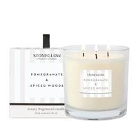 Stoneglow Modern Classics Pomegranate & Spiced Woods Scented Candle Boxed Tumbler 760g - Pink Pepper, Thyme, Frankincense, Patchouli & Raspberry Notes, 85 Hrs Burn Time, 3 Wicks, Long Lasting