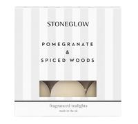 Stoneglow Modern Classics - Pomegranate & Spiced Woods - Scented Tealight Candles 180g (White)