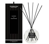 Stoneglow Modern Classics Saffron & Cedarwood Scented Reed Diffuser 460ml with Mimosa & Orris, 12 Rattan Reed Diffuser Sticks, Lasts 32 Weeks, Refillable Home Fragrance, Hand Made In The UK