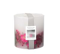 Stoneglow Nature's Gift Natural Wax decorated Scented Pillar Candle - Various Designs (Pink Pepper Flowers)