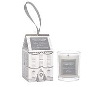 Stoneglow Seasonal Collection - White Cashmere & Pear - Votive Scented Candle in Glass Jar with Christmas House Hanger
