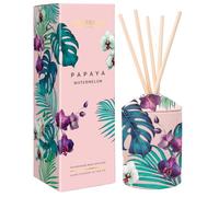 Stoneglow Urban Botanics Papaya Watermelon Ceramic Scented Reed Diffuser 200ml - Rose, Magnolia & Sandalwood Notes, Lasts 16 Weeks, 10 Reed Diffuser Sticks, Refillable & Reusable Home Air Freshener