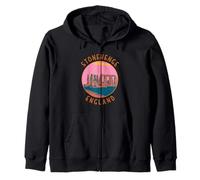 Stonehenge England Retro Landmark Distressed Circle Zip Hoodie