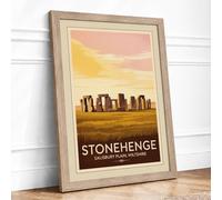 Stonehenge Horizon Vintage Framed Wall Art Print A3 (42×29.7cm) Oak, Wall