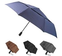 Stonehenge Large Windproof Travel Umbrella - 54 Inch Double Vented Canopy w/Auto Open and Close Button - Big Enough To Fit In 2 Adults, Navy, One size