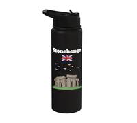 Stonehenge Souvenir Mysterious Prehistoric Monument UK Flag Stainless Steel Insulated Water Bottle