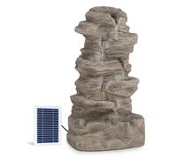 Blumfeldt Stonehenge Solar Fountain - Includes Solar Panel, Lithium-Ion Battery (approx. 5h Running Time), LED Lighting, Polyresin, Frost-Resistant, Suitable for Indoors and Outdoors, Beige