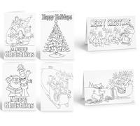 Stonehouse Collection Assorted Kids' Coloring Christmas Greeting Cards, Pack of 12 with Envelopes, 6.25 x 4.5 inches, A Variety of Merry Christmas Themed Color in Cards (Assorted)