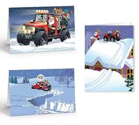 Stonehouse Collection | Assorted Santa in Off Road Vehicle Christmas Cards | 15 Winter 4 Wheel Drive Holiday Cards & Envelopes
