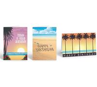 Stonehouse Collection Beach Birthday Card Variety Pack - 3 Assorted Coastal Greeting Cards with Envelopes - 6.25” x 4.5” - Made in the USA(Assorted)