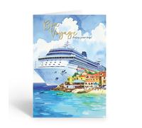 Stonehouse Collection Bon Voyage Travel Greeting Card - Enjoy Your Trip Card with Envelope, Blank Inside for Vacation or Cruise Send Off- Made in the USA (Cruise Ship)