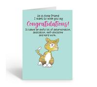 Stonehouse Collection Funny Congratulations Card with Sleeping Cat - Congratulations on Your Success Greeting Card - Single Humorous Achievement Card with Envelope, Friend Coworker Graduate Promotion