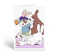 Stonehouse Collection Funny Easter Card, Easter Bunny Carving a Chocolate Bunny, Humorous Chocolate Lover, Single Greeting Card - Made in the USA (Chocolate Bunny)