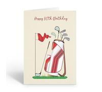 Stonehouse Collection Golf Birthday Card, 80th Golf Birthday Card with envelope, Red & White Golf Bag with Clubs, Blank Inside, Made in USA (80th Birthday)