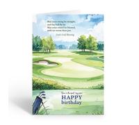 Stonehouse Collection Golf Birthday Card, Single Beautiful Green Golf Course Card with Envelope, Irish Blessing, Blank Inside - Made in USA (Golf Course)
