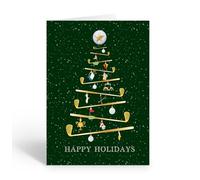 Stonehouse Collection Golf Christmas Tree Card, Modern Tree Decorated with Golf Ornaments, Happy Holidays, Blank Inside, 12 Cards and Envelope - Made in the USA (Standard)