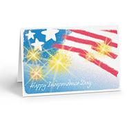 Stonehouse Collection Happy Independence Day Greeting Card, American Flag with Yellow Fireworks, Blank Inside, Made in USA (Happy Independence Day)