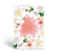 Stonehouse Collection Mother’s Day Greeting Card, Pink & White Flowers Single Card with Envelope, Celebrate Mom with Love, Blank Interior - Made in USA (White Flowers)