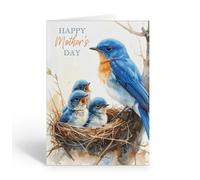 Stonehouse Collection Mother’s Day Greeting Card with Envelope, Mom's Day Single Card with Envelope - “Love Your Mom” Message, Blank Interior - Made in the USA (Blue Birds)