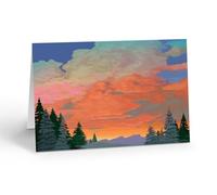 Stonehouse Collection Mountain Forest Sunset Note Card - Single Monsoon Cloud Landscape Greeting Card with Envelope - Blank Inside - Made in USA(Forest Sunset)