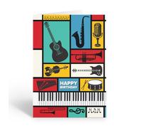 Stonehouse Collection Musical Instruments Birthday Card, Perfect for Musicians & Music Lovers, Blank Interior - Made in the USA (Music Theme)