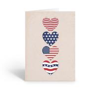 Stonehouse Collection Patriotic Note Cards with Envelopes, 12 Pack, Blank Inside, Red White Blue, 6.25 x 4.5 inches (Patriotic Hearts)