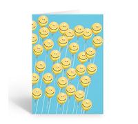 Stonehouse Collection Smiley Face Balloons Happy Birthday Card, Single Greeting Card, USA Made (Yellow Balloon Birthday)