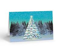Stonehouse Collection Snowy Winter Christmas Cards, Magical Tree in Snowy Forest, 5x7 inches, Set of 18 with Envelopes (Standard)
