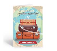 Stonehouse Collection Travel Greeting Card, Bon Voyage Card with Envelope, Blank Inside for Vacation, Trip, or Cruise Farewell Wishes - Made in the USA (Suitcases)