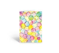 Stonehouse Collection Watercolor Bubbles Note Card, Thank You Note or Correspondence, Single Blank Greeting Card with Envelope, Blank Inside - Made in USA (Watercolor Circles)