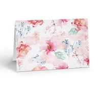 Stonehouse Collection Watercolor Floral Note Card, Single Colorful Flower Design Greeting Card with Envelope - Blank Inside - Premium Paper - Made in USA - For Thank You Notes or Correspondence