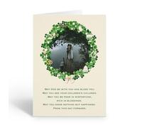 Stonehouse Colletion Irish Wedding Blessing Greeting Card - Romantic Couple by the Lake with Four-Leaf Clover Border, Single Wedding, Anniversary or Newlywed Card and Envelope - Made in the USA (At
