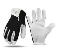 STONELIGHT Unisex Gardening Gloves Made with Leather & Spandex - Thorn Proof Rigger Safety Work Gloves with Reinforced Fingertips, Adjustable Wrist Closure, Waterproof & Breathable (Black, S)