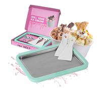 STONELINE by Mr. Ice Cream Rolls Original Ice Cream Rolls Maker Ice Plate Mint 26 x 21 x 3.5 cm with 2 Spatulas for Homemade Ice Cream Ice Cream DIY Ice Cream Rolls Stainless Steel Plate Ice Machine