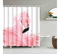 StoneMaxi 180x180cm Bathroom Shower Curtain, 100% Polyester Fabric Waterproof Anti-Mould Proof Mildew Resistant, Washable, Quick-Drying, with 12 Pcs Hooks (72 x 72 Inch) (Flamingo-2)
