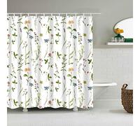 StoneMaxi 180x180cm Flower Shower Curtain for Bathroom, 100% Polyester Fabric Waterproof Anti-Mould Proof Resistant, Quick-Drying, Washable with 12 Pcs Hooks (71 x 71 Inch) (Leaf-17)